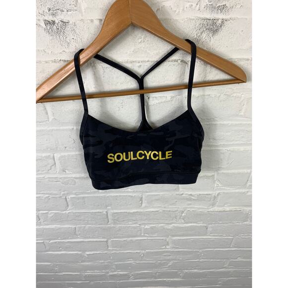 Lululemon Women's Soul Cycle Energy Sports Bra Stretch Camo Print Black Size 6 - Picture 1 of 4